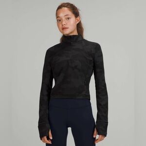 Lululemon Its Rulu Run Cropped Half-Zip Heritage 365 Camo Deep Coal Multi Size8